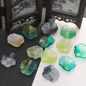 Macro detail of 22x25mm gradient glass lotus flower petals for DIY jewelry making