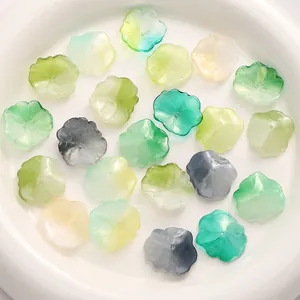 Handmade gradient floral glass beads for DIY jewelry with elegant Morandi color tones