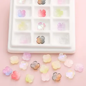 Translucent gradient four-petal flower glass beads for DIY jewelry and necklace making