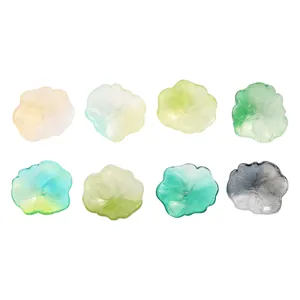 Set of eight 22x25mm gradient glass flower beads for handmade jewelry DIY crafting