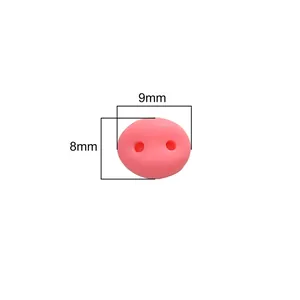 Pink acrylic pig nose beads for DIY plush doll accessories measuring 9mm x 8mm