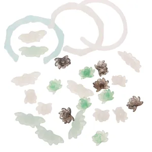DIY Chinese style resin lotus and bamboo joint pendants for handmade jewelry crafting