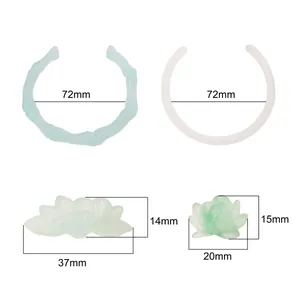 Resin lotus charms and bamboo bangle connectors for DIY jewelry making in jade style
