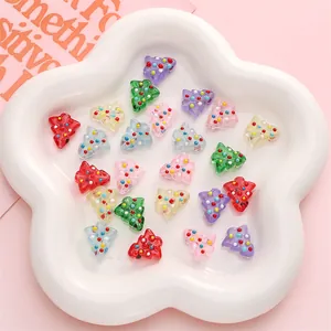 Colorful glass Christmas tree beads for handmade DIY jewelry and accessory crafting