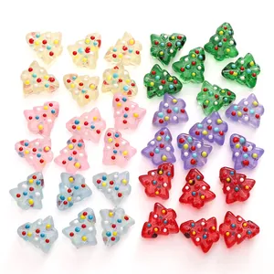 Colorful 15x16mm Christmas tree glass beads for DIY jewelry and festive crafts