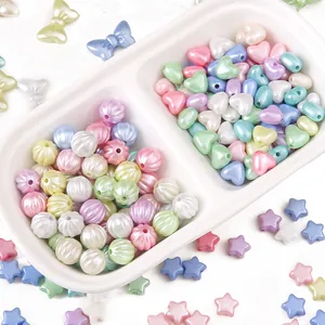 Perline Sciolte in ABS Finta Perla Artificial Colori Misti per Creazione Gioielli Fai da Te Forma Zucca Cuore Stella Fiocco Accessori Perline Macaron Perla Artificialte