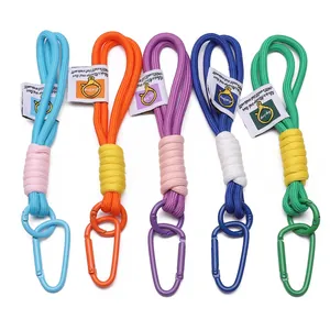 Five assorted colors of nylon braided keychains with sturdy alloy carabiner clips