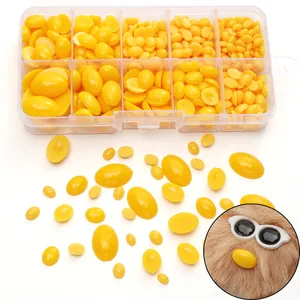 Occhi di bambola ovali in acrilico giallo di varie dimensioni in scatola per artigianato