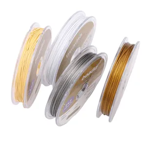 Jeu détaillé de fils à perles 0,38 mm gainés nylon 1x7 brins en quatre couleurs métal