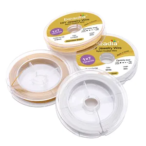 Fil en acier inoxydable 0,6mm avec revêtement nylon pour bijoux DIY, bobines or et argent