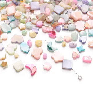 Colorful natural shell charms in star and moon shapes for DIY handmade bracelets