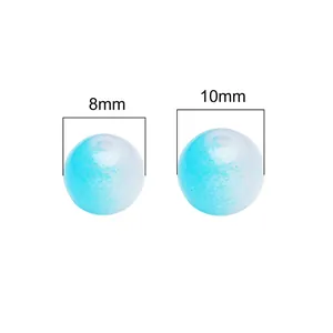 Polished 8mm and 10mm blue and white gradient glass beads for DIY jewelry making