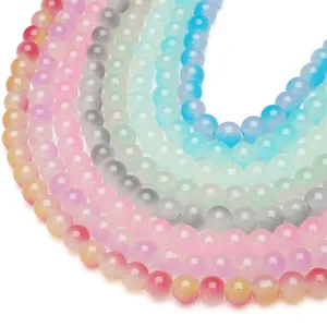 Handmade gradient jelly glass beads in mixed colors for DIY jewelry and bracelet making