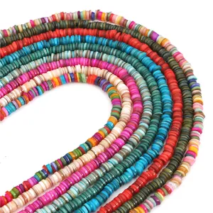 Colorful 6mm natural shell heishi bead strands for DIY jewelry making and necklaces
