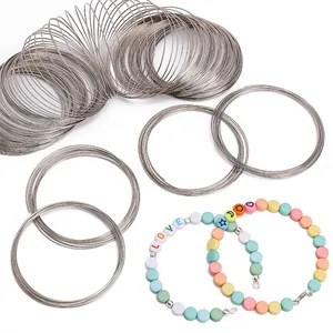 Boucles en Fil d'Acier à Mémoire DIY pour la Fabrication de Bijoux Bracelets à Enfiler Accessoires Épaisseur 0.6mm Diamètre 6cm Couleur Nickel