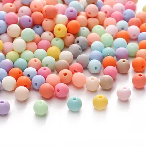 Mix of 8-10mm matte acrylic round beads in pastel colors for DIY jewelry making