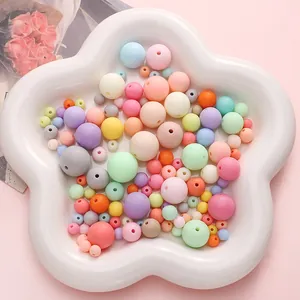 Macro de cuentas de acrílico mate en colores macaron para creación de joyas DIY