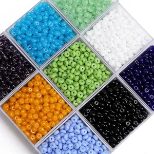Mixed color rondelle glass beads set in clear organizer box for jewelry making