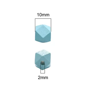 Light blue 10mm octagonal wooden beads with 2mm hole for DIY jewelry making