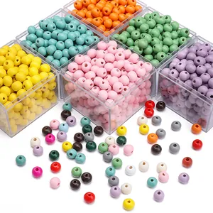 Perle tonde in legno colorate da 8mm in scatola per creazione gioielli fai-da-te e hobby