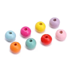 Perline di legno colorate da 8mm per gioielli fai da te con fori centrali passanti