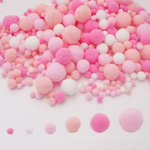 Pink and white assorted sizes high-elastic plush balls for DIY handmade craft materials