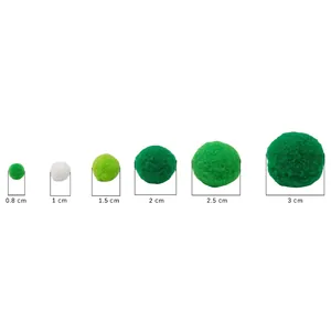 Pompom di peluche verdi e bianchi da 0,8 cm a 3 cm per accessori artigianali fai-da-te