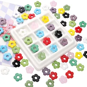 16mm vintage colorful flower glass beads with large holes for DIY jewelry making