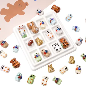 Cartoon animal ceramic beads including panda, koala and tiger for DIY jewelry making