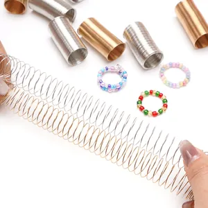 Detailed view of elastic metal memory wire for DIY jewelry with gold and silver options
