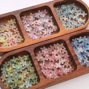 Perles en Vrac en Acrylique Fleur 9mm Mat avec Feuille d'Or Perles d'Espacement pour DIY Bracelet Collier Création de Bijoux