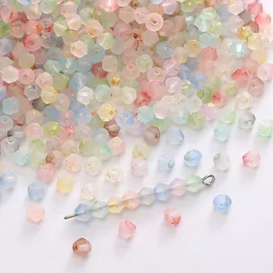 Perline di vetro smerigliato sfaccettate 4mm con foglia d'oro per gioielli fai da te macaron