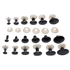 Acrylic oval threaded safety eyes for dolls in various sizes with secure plastic washers