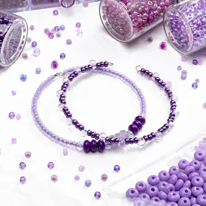 Componenti per bracciali e collane in perline di vetro viola fatti a mano fai da te