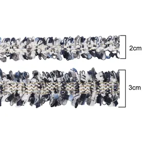 Garniture en polyester multicolore avec fil doré en 2cm et 3cm pour loisirs créatifs