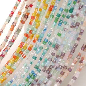2mm faceted square crystal glass beads in various colors for DIY jewelry crafting