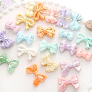 Colorful AB acrylic bow beads with pearlescent finish for DIY jewelry making