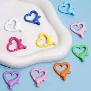 Colorful heart-shaped alloy lobster clasps for DIY jewelry making and keyrings