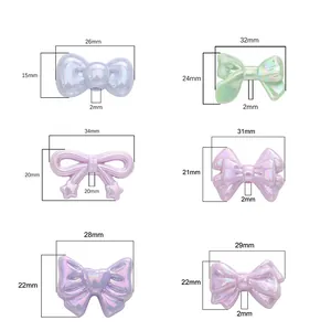 Colorful acrylic bow beads set with dimensions for DIY handmade jewelry making
