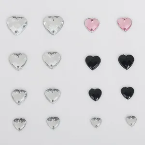 Acryl Hart Opnaaibare Strass-stenen Dubbel Gat Platte Achterkant Gefacetteerde Kristallen Voor Trouwjurk DIY Kleding Knutselen