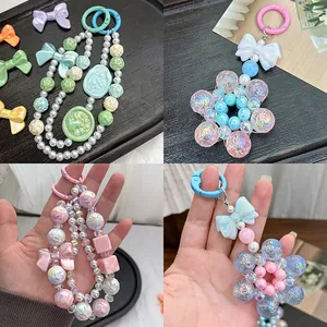 Handmade acrylic AB colorful bow bead charms and colorful jewelry making bead set