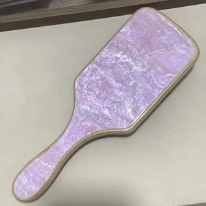 Brosse à cheveux en bambou avec motif marbré pour massage du cuir chevelu et démêlage