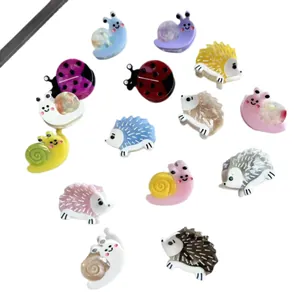 Colorful resin animal hair clips featuring cute hedgehog snail and ladybug shapes