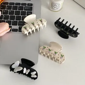 French style double-sided butterfly hair claws set with floral and fruit rhinestones
