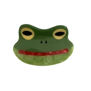 Cute green cartoon frog hair claw clip in colorful acetate for women hair accessories