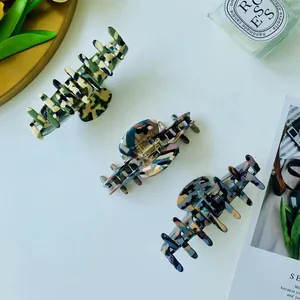 3er-Set große Haarklammern mit Schildpatt-Camouflage-Muster in edler Marmor-Optik