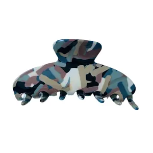 Große Acetat Haarklammer mit blauem Camouflage Marmormuster für Damen Frisuren