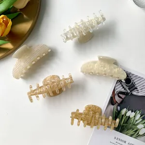 Lot de 5 pinces à cheveux minimalistes en acétate avec finitions marbre et ambre