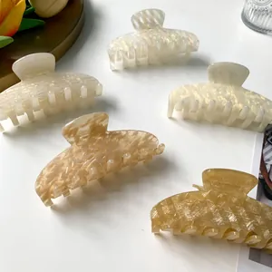 Lot de pinces à cheveux en acétate de qualité, tons crème et ambre effet marbré