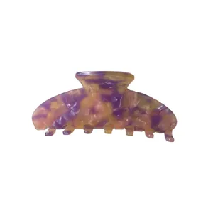 Pince à cheveux en acétate avec motif floral marbré violet rose et jaune pour femmes